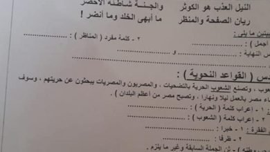 تسريب امتحان العربي الصف الرابع الابتدائي الترم الثاني 2023 (صور)