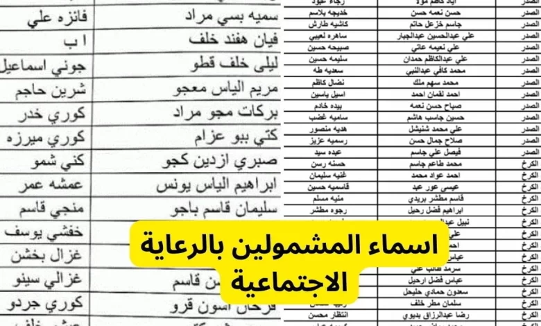 تحميل pdf أسماء المشمولين بالرعاية الاجتماعية في العراق لجميع المحافظات 2024